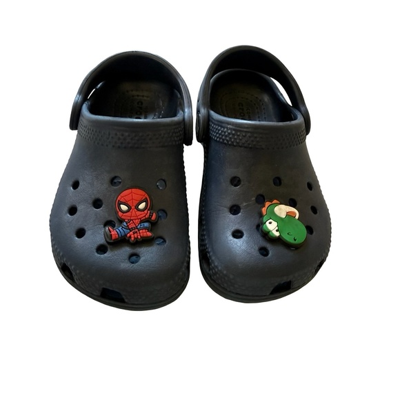 Crocs Navy Blue Clogs with Charms Size 8 Kids - Picture 1 of 7